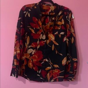 Floral Black and Red Women's Top
